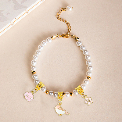 50Pcs 10 Styles Alloy Pink Enamel European Dangle Charms ENAM-CJ0005-49-1