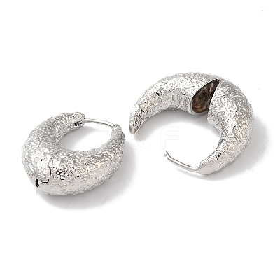 Ring with Texture Brass Hoop Earrings for Women EJEW-U008-01P-1