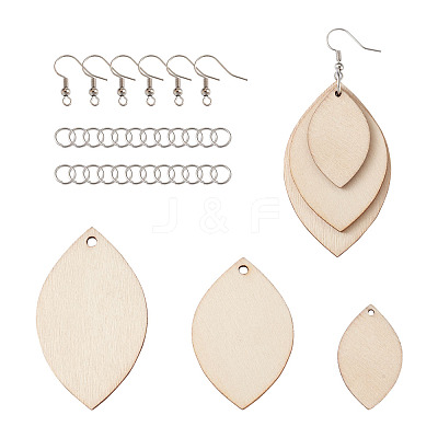 DIY Unfinished Wooden Pendant Earring Making Kits DIY-YS0001-16-1