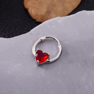 316L Stainless Steel Micro Pave Cubic Zirconia Hoop Nose Rings WG352E4-02-1