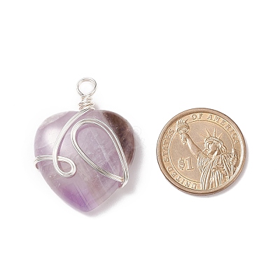 Natural Amethyst Pendants PALLOY-JF01663-03-1