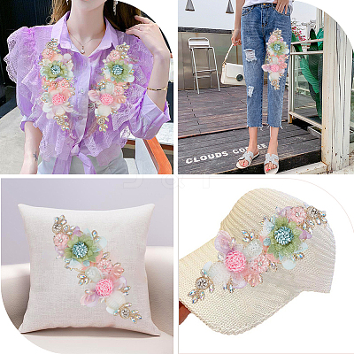 Polyester with Rhinestone  Clothing Patches DIY-WH20010-31-1