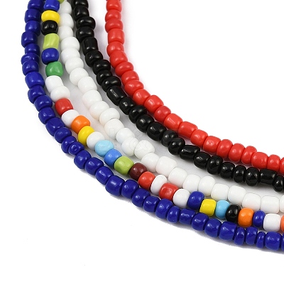 3Pcs 3 Styles Bohemian Glass Seed Beaded Multi-strand Necklaces for Women NJEW-JN05354-1