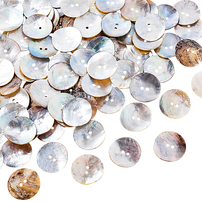 100Pcs Natural Akoya Shell Buttons BUTT-PH0001-41C-1