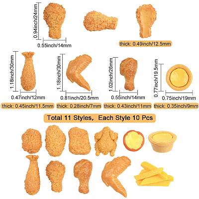 110Pcs 11 Styles Artificial Resin Model DJEW-SC0001-16-1