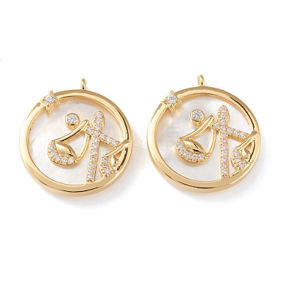 Real 18K Gold Plated Brass Micro Pave Clear Cubic Zirconia Pendants ZIRC-J039-14G-E-1