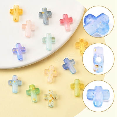130Pcs 10 Colors Gradient Color Transparent Acrylic Beads OACR-FS0002-05-1