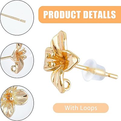 20Pcs Brass Stud Earring Findings KK-FH0004-63-1