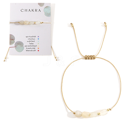 Chakra Adjustable Natural White Moonstone Bead Braided Bead Bracelets UY1901-2-1