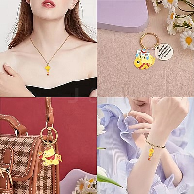 24Pcs 6 Styles New Year's Day Alloy Enamel Pendants ENAM-FS0004-29-1