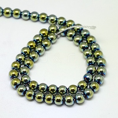 Electroplate Non-magnetic Synthetic Hematite Beads Strands G-J169A-8mm-06-1