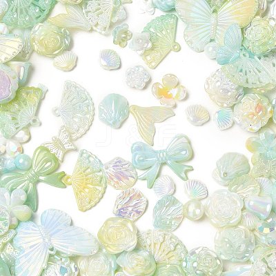Rainbow Iridescent Plating Acrylic Beads OACR-U006-01D-1