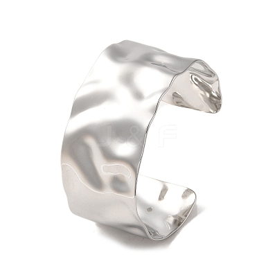Non-Tarnish 304 Stainless Steel Textured Cuff Bangles BJEW-Q773-05P-1