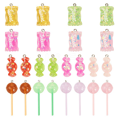24Pcs 12 Styles Resin Imitation Food Pendants RESI-TA0004-22-1
