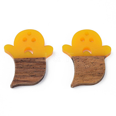 Halloween Theme Resin & Walnut Wood Pendants RESI-N025-026-B02-1