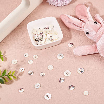 45Pcs 3 Styles 4-Holes Shell Buttons BUTT-TA0001-28-1