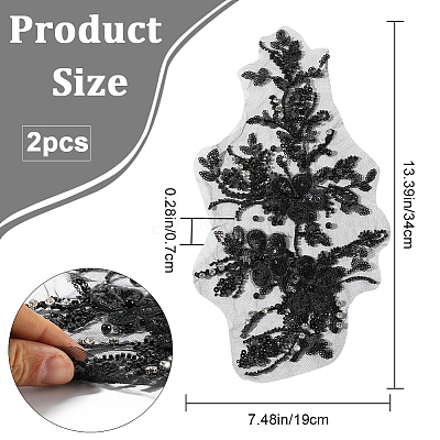Flower Gauze & Sequin Embroidery Ornament Accessories DIY-WH0430-464A-1