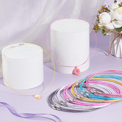 60Pcs 6 Colors Stainless Steel Wire Necklace Cord DIY Jewelry Making TWIR-UN0001-13B-1