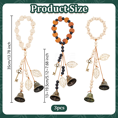 3Pcs Wood Beads Pendant Decoration HJEW-OC00084-1