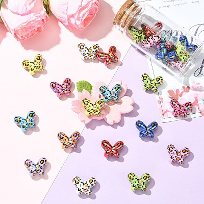 UV Plating Leopard Print Pattern Opaque Acrylic Beads OACR-CJZ0001-03-1