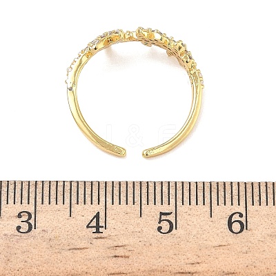304 Stainless Steel Cubic Zirconia Cuff Open Rings for Women RJEW-Z122-02G-04-1