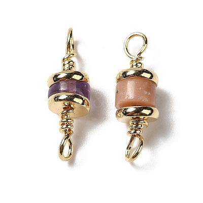 Natural Mixed Gemstone Connector Charms KK-P242-26G-1
