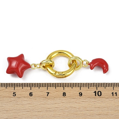 Brass Enamel Spring Gate Rings KK-M322-08G-1