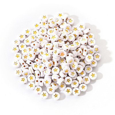 White Opaque Acrylic Beads PACR-YW0001-04A-1