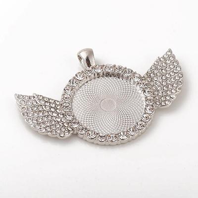 Alloy Pendant Cabochon Setting ALRI-WH0005-11P-1