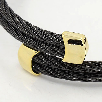 Trendy 304 Stainless Steel Torque Bangles BJEW-L102-01-1