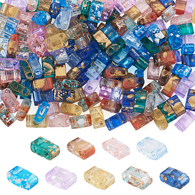 180Pcs 9 Colors 2-Hole Transparent Glass Seed Beads SEED-TA0001-59-1