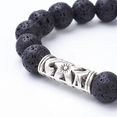 Natural Lava Rock Stretch Bracelets BJEW-JB02757-01-1