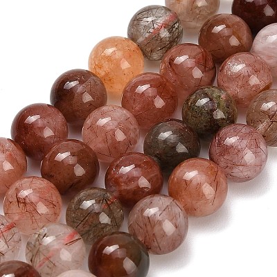 Natural Red Rutilated Quartz Beads Strands G-G300-A02-8mm-1