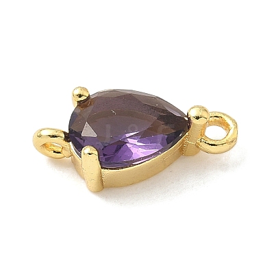 Brass Pave Cubic Zirconia Connector Charms KK-Z120-31G-05-1