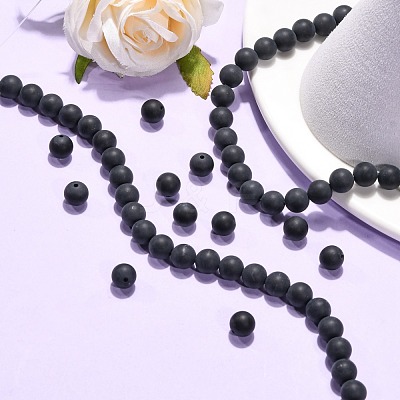 Dyed & Heated Natural Black Agate Beads Strands G-H1617-1