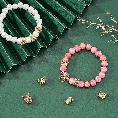 16Pcs 4 Style Brass Cubic Zirconia Beads KK-NB0001-53-1