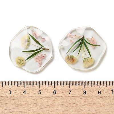Inner Dried Flower Transparent Resin Pendants RESI-A043-04A-1