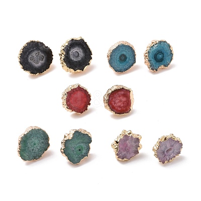 Natural Dyed Quartz Stud Earrings EJEW-P166-B-1