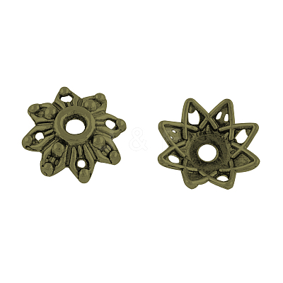 8-Petal Flower Alloy Bead Caps TIBEB-155-AB-NR-1