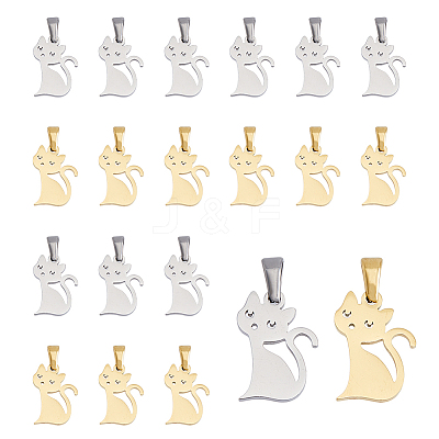 20Pcs 2 Colors 304 Stainless Steel Pendants STAS-DC0013-32-1