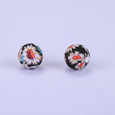 Printed Round Silicone Focal Beads SI-JX0056A-63-1