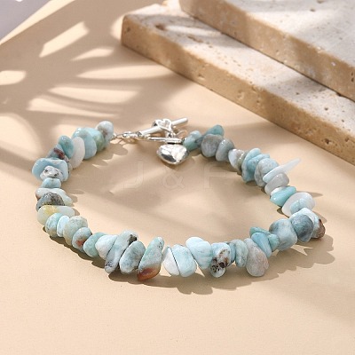 Natural Larimar Beaded Bracelets BJEW-JB02681-01-1