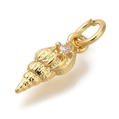 Rack Plating Brass Micro Pave Cubic Zirconia Charms KK-I720-56G-1