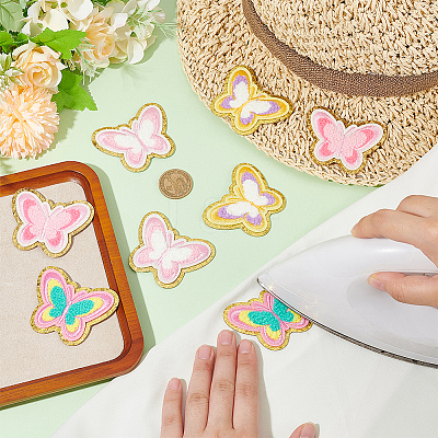 8Pcs 4 Colors Embroidery Style Cloth Iron on/Sew on Patches PATC-FG0002-17-1