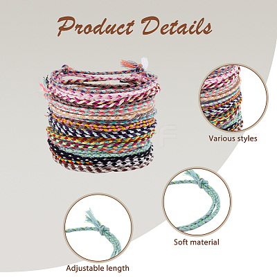 40Pcs 20 Colors Adjustable Cotton Cord Bracelets Braided for Men Women BJEW-DC0001-26-1