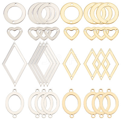 32Pcs 8 Styles 201 Stainless Steel Connector Charms STAS-SC0005-06-1