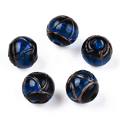 Handmade Gold Sand Lampwork Beads LAMP-T019-12mm-06-1