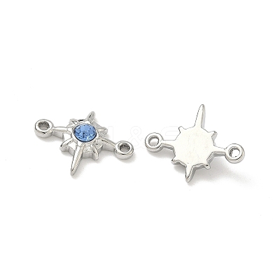 304 Stainless Steel Aquamarine Rhinestone Connector Charms STAS-L308-03B-P-1