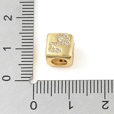 Brass Micro Pave Clear Cubic Zirconia European Beads KK-K368-01G-10-1