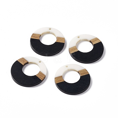 Opaque Resin & Walnut Wood Pendants RESI-M027-03I-1